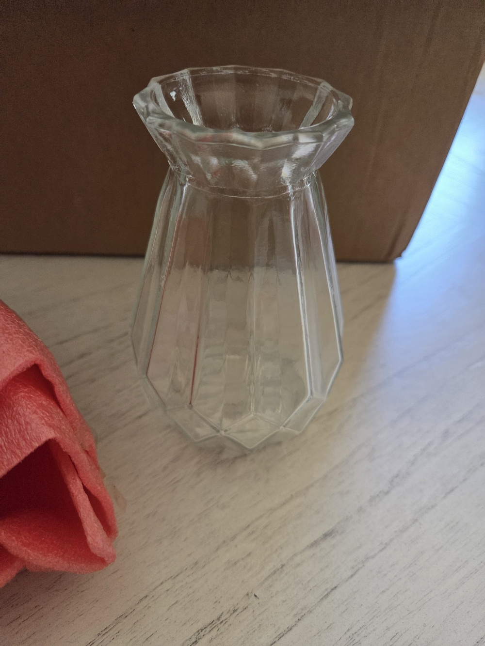 MyGift Mini Set of 6 Diamond-Faceted Clear Glass Bud Vases